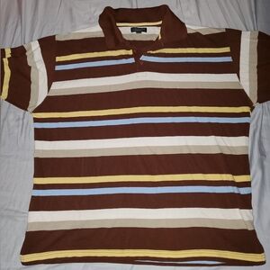 Vintage Y2K Koman Jeans Multicolor Stripe Polo Shirt Size 2XL